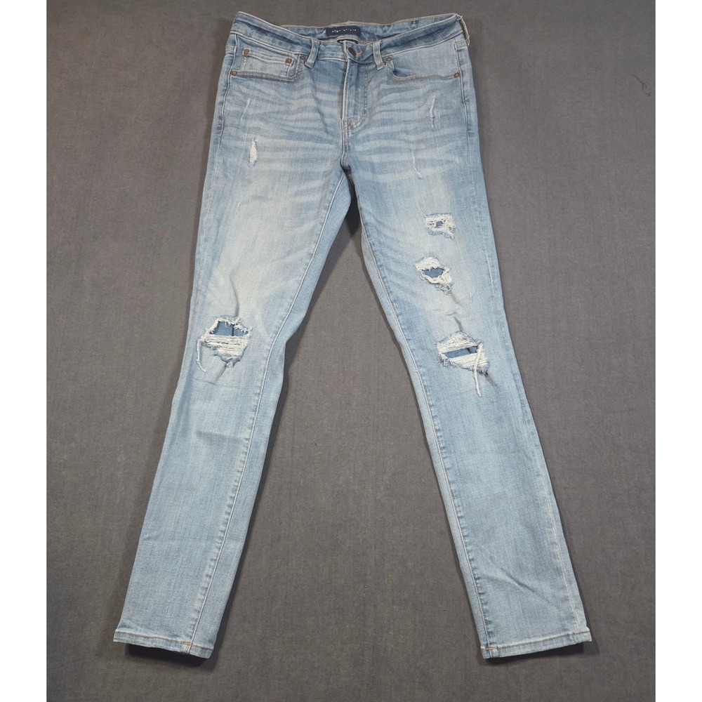 Aeropostale Super Skinny Jeans Mens 32/32 Blue Distressed Ripped Denim